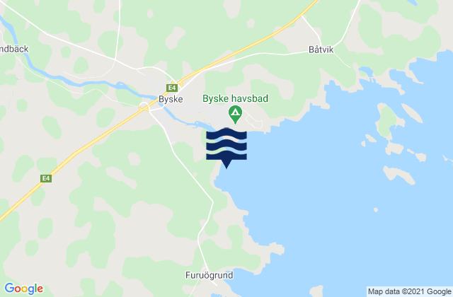 Mapa da tábua de marés em Byske, Sweden