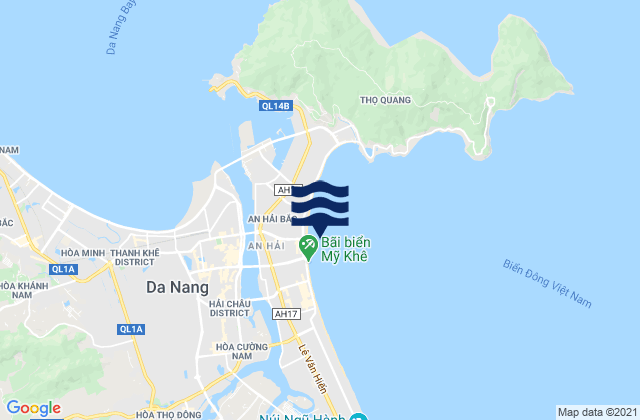 Mapa da tábua de marés em Bãi Tắm Mỹ Khê, Vietnam