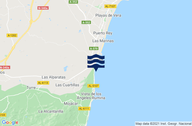 Mapa da tábua de marés em Bédar, Spain
