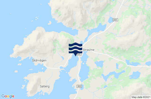 Mapa da tábua de marés em Bø, Norway