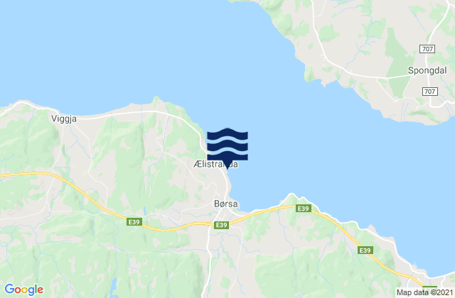 Mapa da tábua de marés em Børsa, Norway
