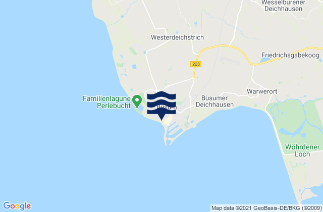 Mapa da tábua de marés em Büsum, Germany