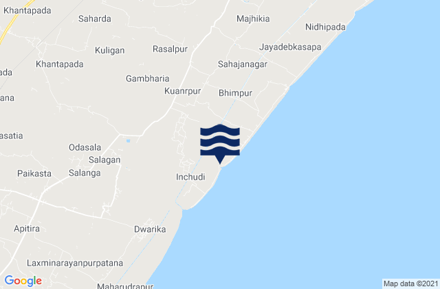 Mapa da tábua de marés em Bāleshwar, India