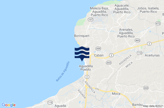 Mapa da tábua de marés em Caban, Puerto Rico