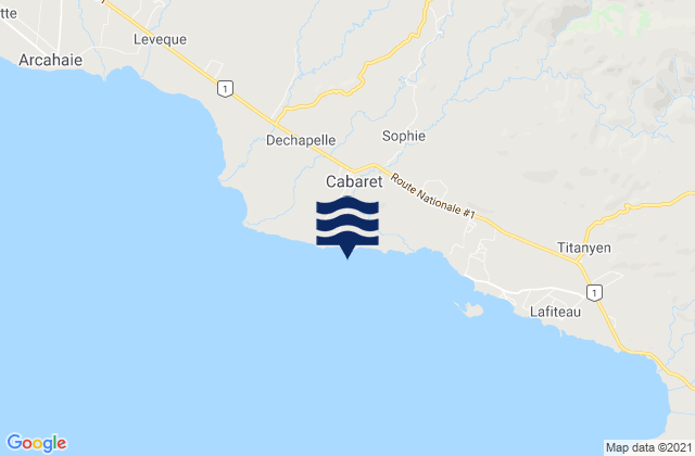 Mapa da tábua de marés em Cabaret, Haiti