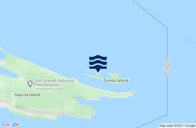 Mapa da tábua de marés em Cabbage Island, Canada