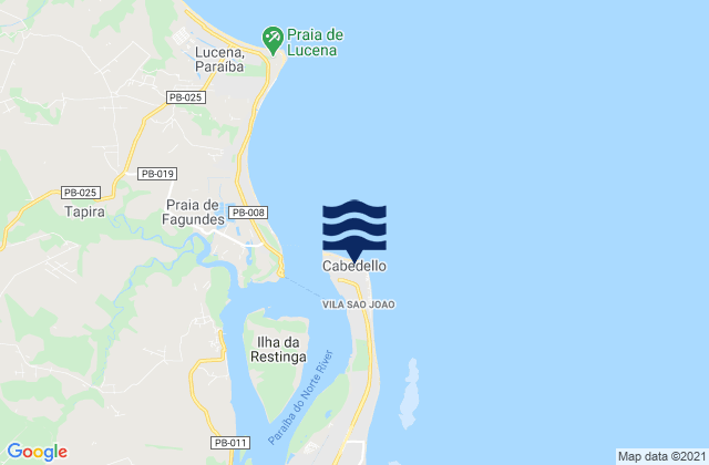 Mapa da tábua de marés em Cabedelo, Brazil