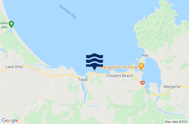 Mapa da tábua de marés em Cable Bay, New Zealand