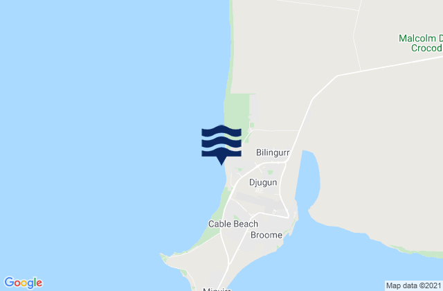 Mapa da tábua de marés em Cable Beach, Australia