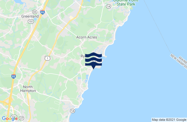 Mapa da tábua de marés em Cable Beach Rye, United States