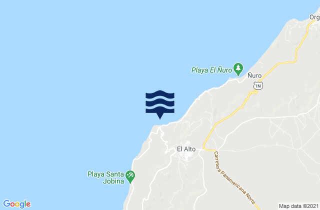 Mapa da tábua de marés em Cabo Blanco, Peru