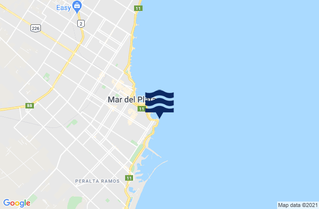 Mapa da tábua de marés em Cabo Corrientes, Argentina