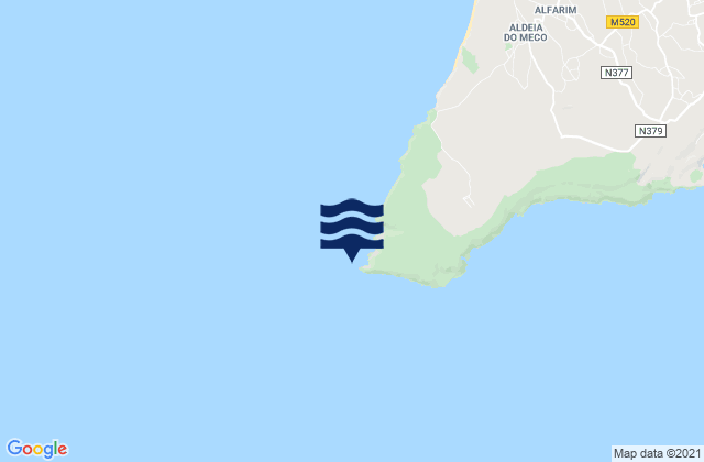 Mapa da tábua de marés em Cabo Espichel, Portugal
