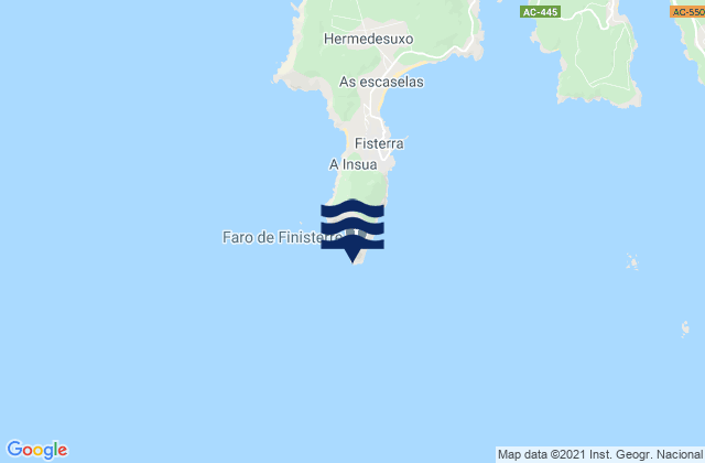 Mapa da tábua de marés em Cabo Finisterre, Spain