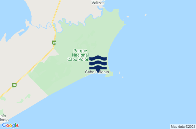 Mapa da tábua de marés em Cabo Polonio, Brazil