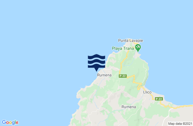 Mapa da tábua de marés em Cabo Rumena, Chile