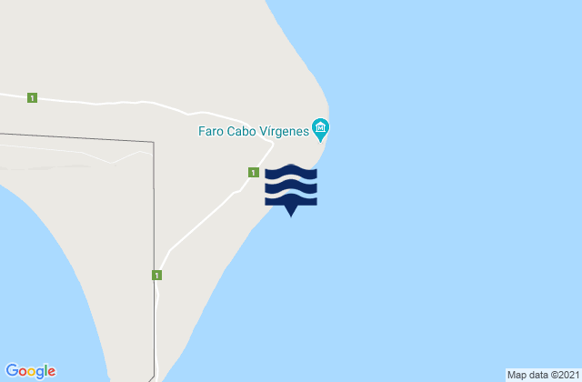 Mapa da tábua de marés em Cabo Virgenes, Chile