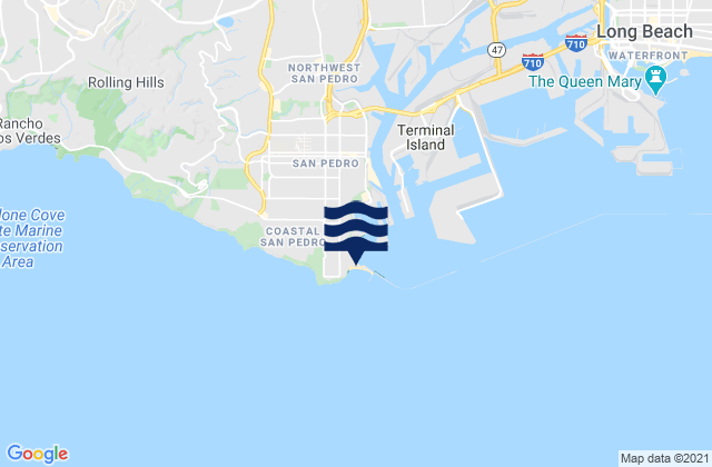 Mapa da tábua de marés em Cabrillo Beach, United States