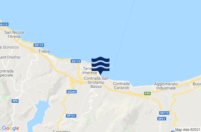 Mapa da tábua de marés em Caccamo, Italy