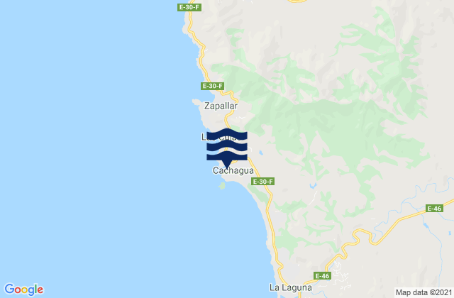 Mapa da tábua de marés em Cachagua, Chile