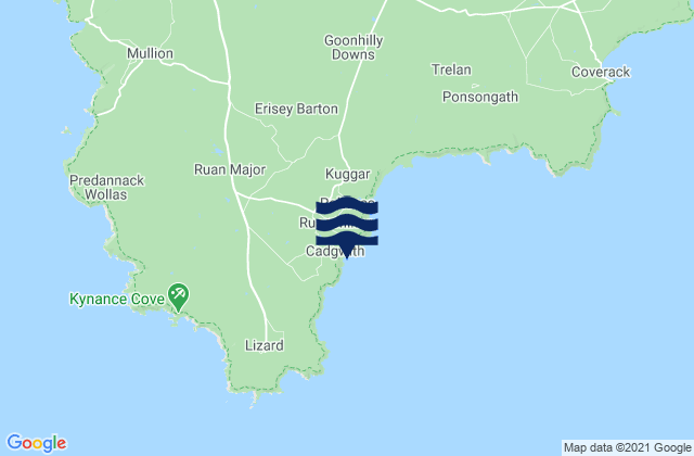Mapa da tábua de marés em Cadgwith Cove Beach, United Kingdom