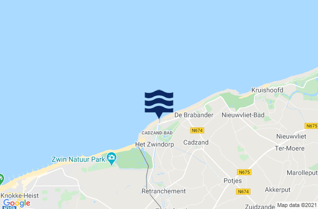 Mapa da tábua de marés em Cadzand-Bad, Netherlands