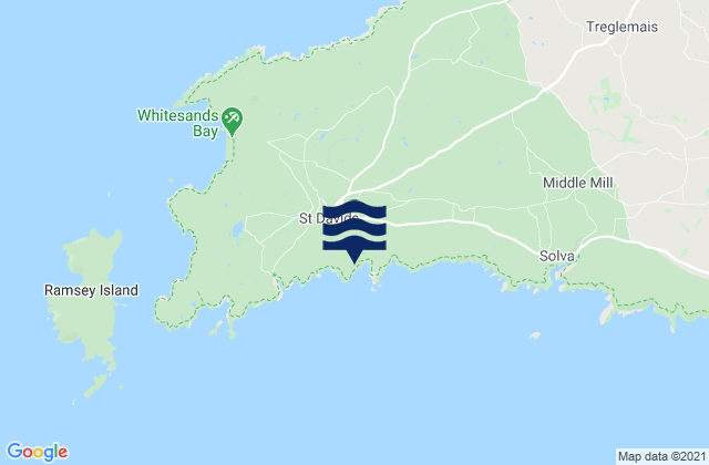 Mapa da tábua de marés em Caerfai Bay, United Kingdom