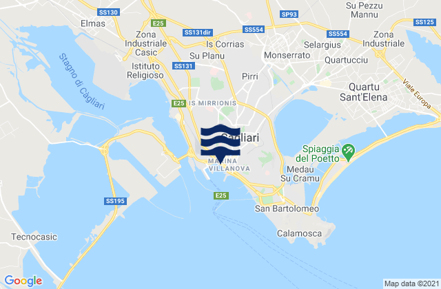 Mapa da tábua de marés em Cagliari, Italy