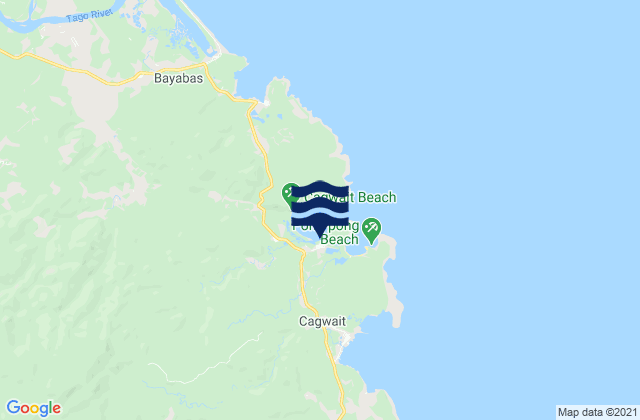 Mapa da tábua de marés em Cagwait, Philippines
