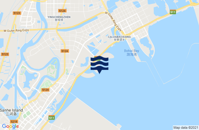 Mapa da tábua de marés em Caijiapu, China