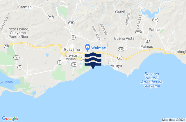 Mapa da tábua de marés em Caimital Barrio, Puerto Rico