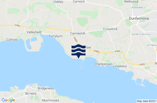 Mapa da tábua de marés em Cairneyhill, United Kingdom