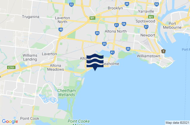 Mapa da tábua de marés em Cairnlea, Australia