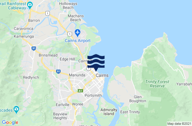 Mapa da tábua de marés em Cairns, Australia