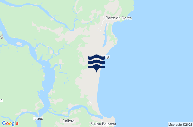 Mapa da tábua de marés em Cairu, Brazil
