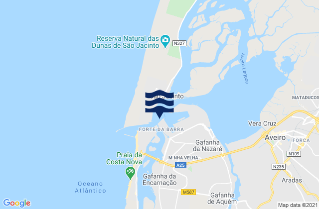 Mapa da tábua de marés em Cais Comercial, Portugal