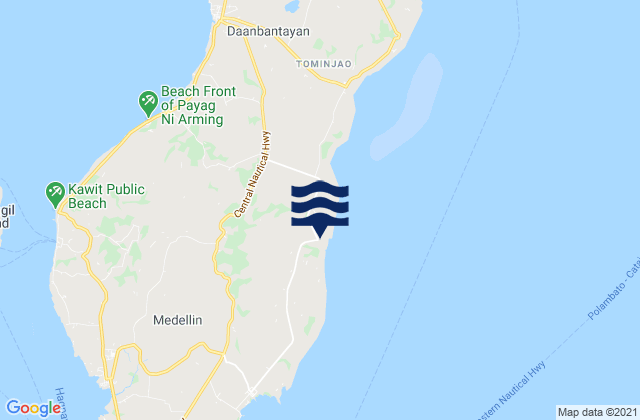 Mapa da tábua de marés em Calape, Philippines