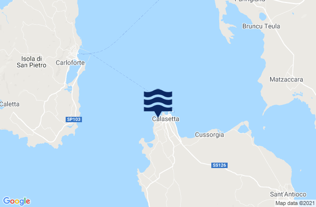Mapa da tábua de marés em Calasetta, Italy