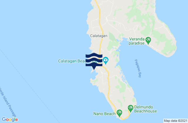 Mapa da tábua de marés em Calatagan, Philippines