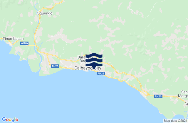 Mapa da tábua de marés em Calbayog City, Philippines