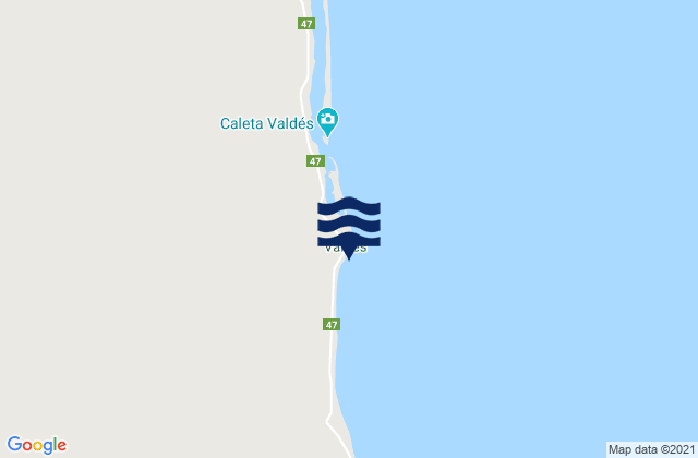 Mapa da tábua de marés em Caleta Valdes, Argentina