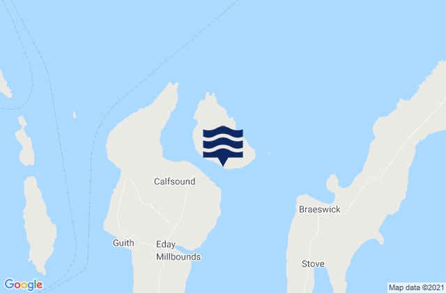 Mapa da tábua de marés em Calf of Eday, United Kingdom
