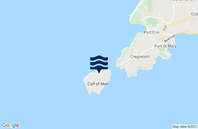 Mapa da tábua de marés em Calf of Man, Isle of Man