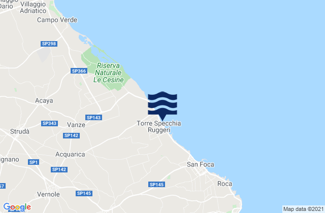 Mapa da tábua de marés em Calimera, Italy