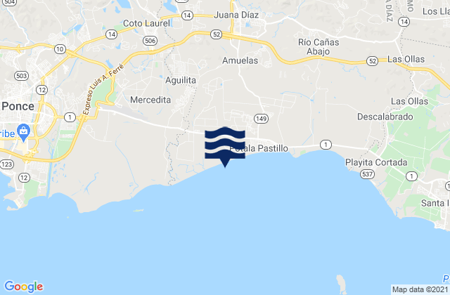 Mapa da tábua de marés em Callabo Barrio, Puerto Rico