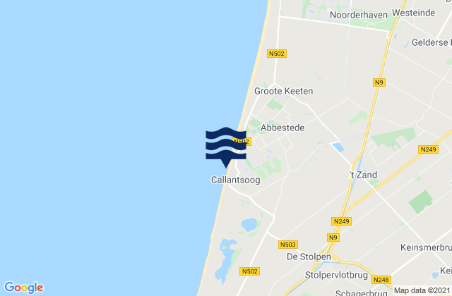 Mapa da tábua de marés em Callantsoog, Netherlands