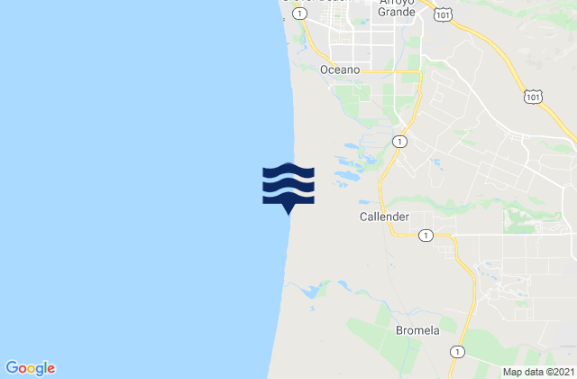 Mapa da tábua de marés em Callender, United States