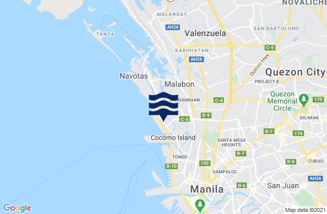 Mapa da tábua de marés em Caloocan City, Philippines