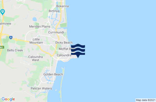 Mapa da tábua de marés em Caloundra Head, Australia