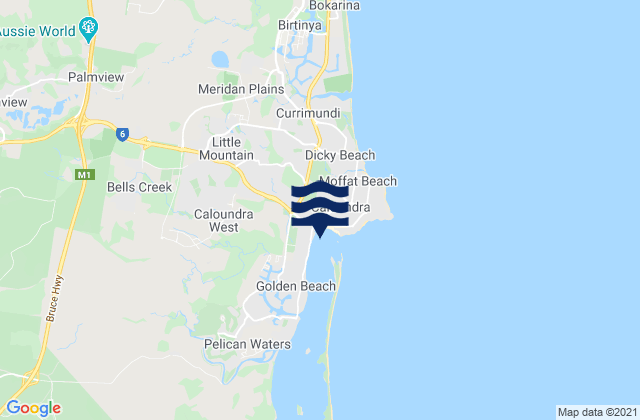 Mapa da tábua de marés em Caloundra, Australia